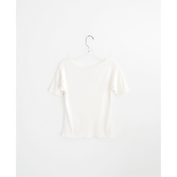 Vtg Y2K 00s Sonia Rykiel Ivory Jeweled Paix Short Sleeve Tee Shirt est Small M - Picture 2 of 5